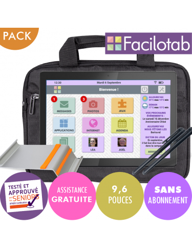Pack Facilotab L Rubis + Support + Sacoche + 2 Stylets